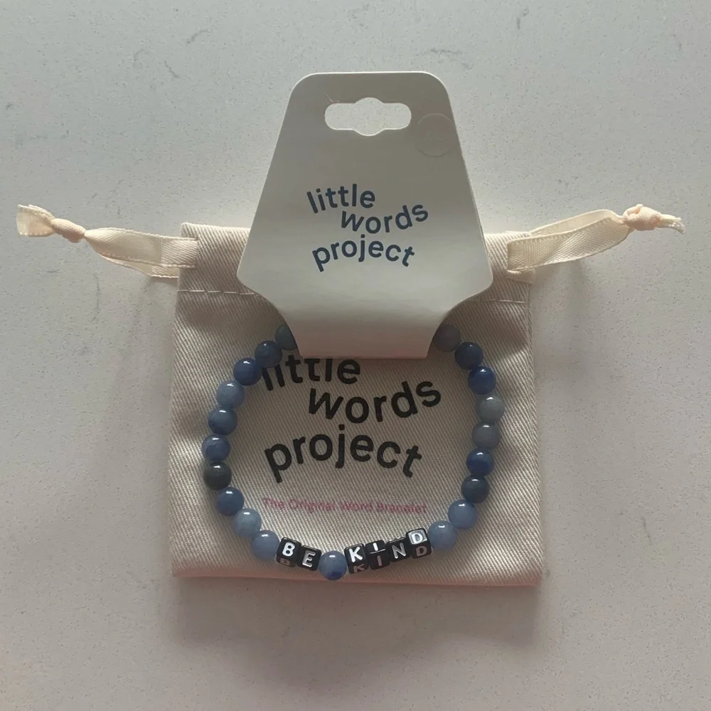 Little Words Project Men's Be Kind Beaded Bracelet - Size M/L -‎ Blue - NWT